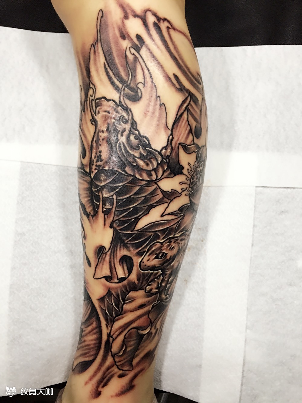 鲤鱼金蟾_纹身图案手稿图片_代上帝之手的纹身作品集