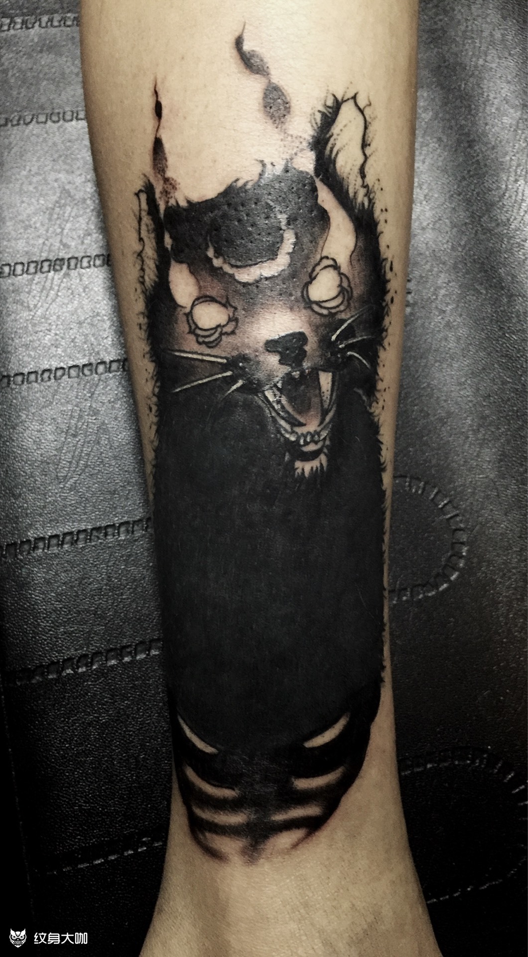 暗黑风格猫_纹身图案手稿图片_老刘的纹身作品集