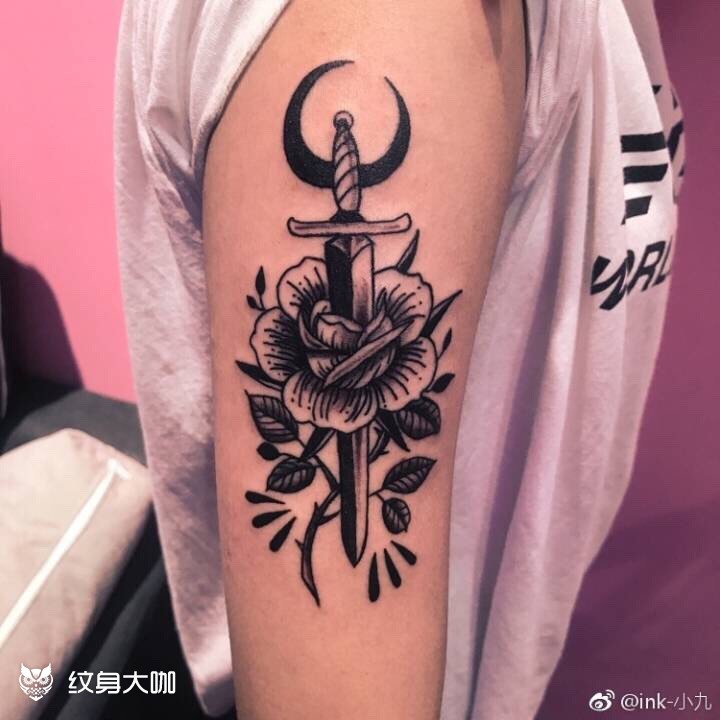 花儿与剑_纹身图案手稿图片_a9的纹身作品集