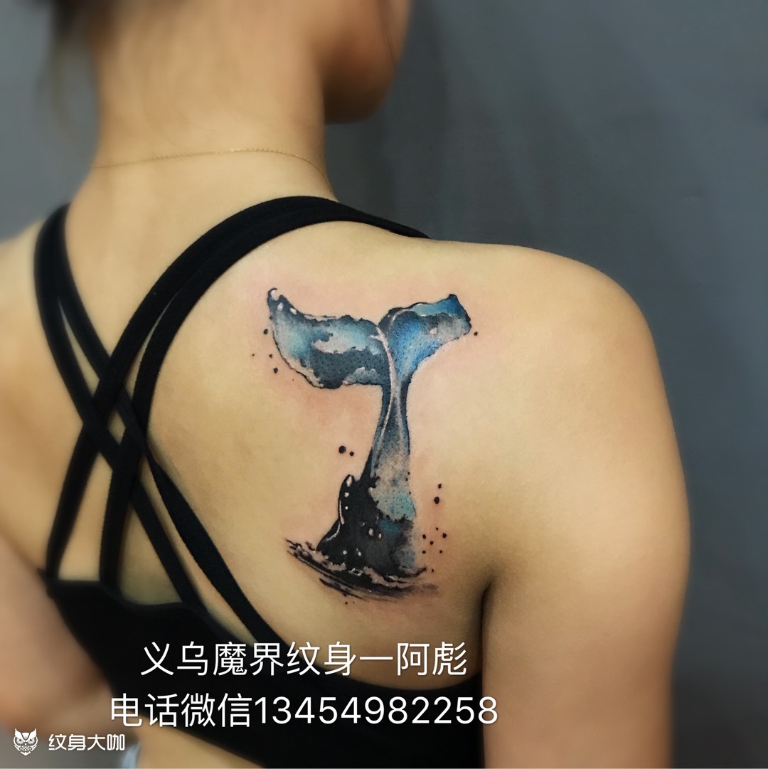 鲸鱼尾_纹身图案手稿图片_尹中有的纹身作品集