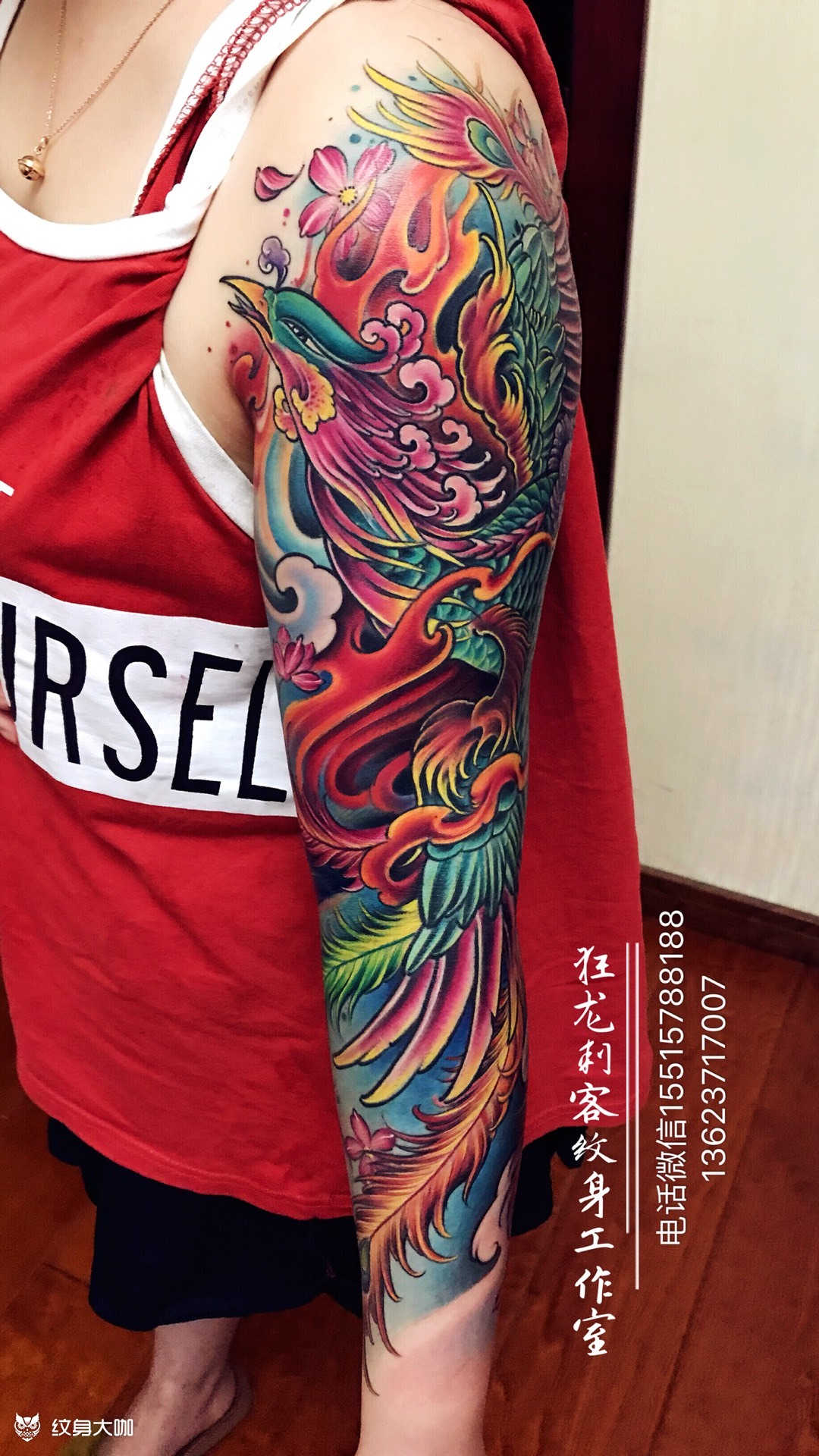 凤凰花臂_纹身图案手稿图片_狂龙刺客@宝哥的纹身作品集