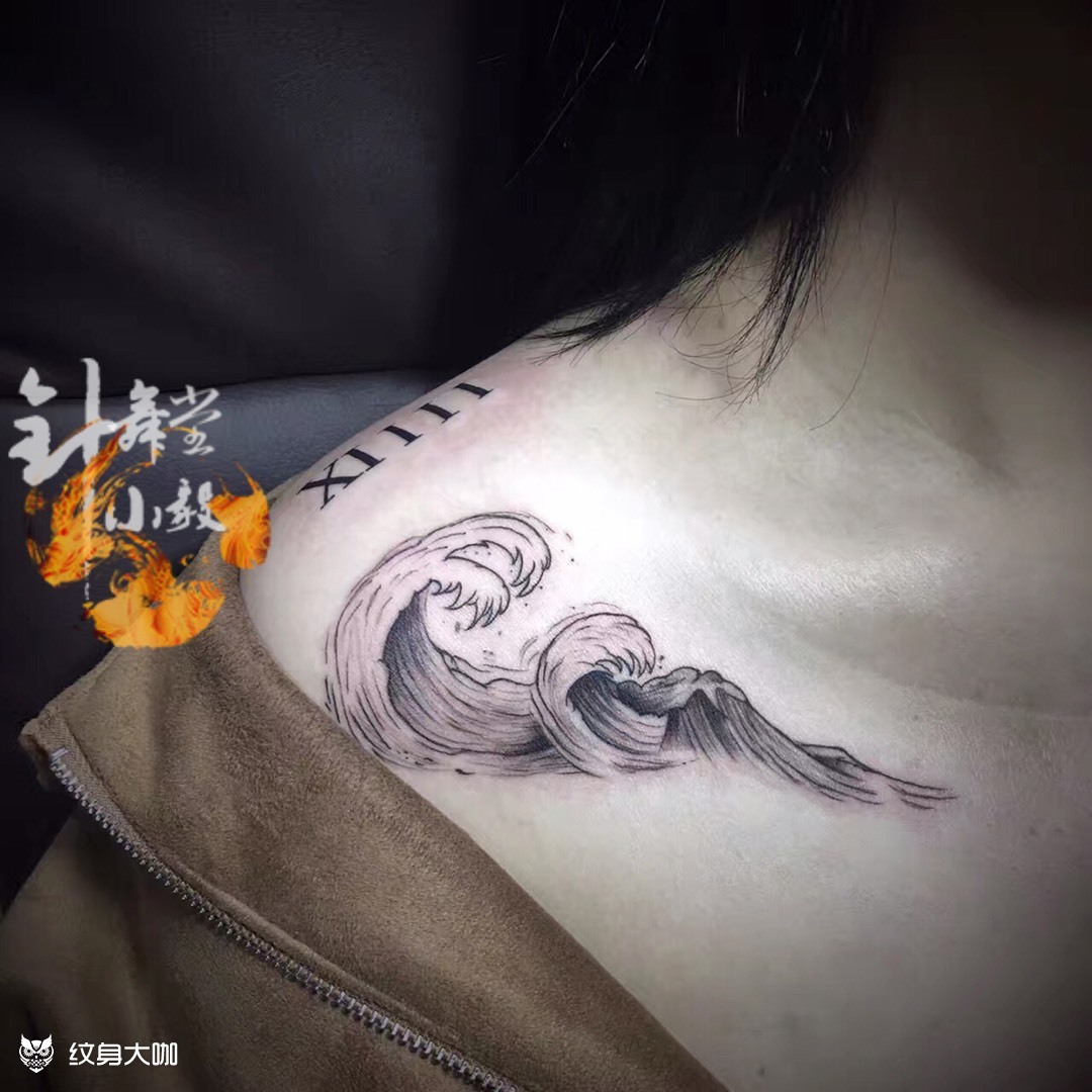 日式纹身图案女浪花图片