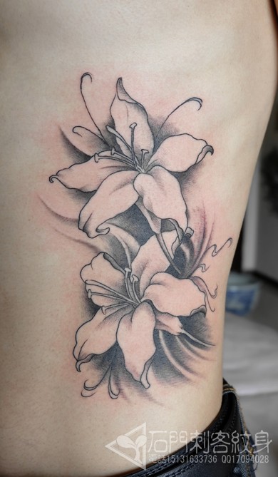 百合花_纹身图案手稿图片_徐飞龙的纹身作品集