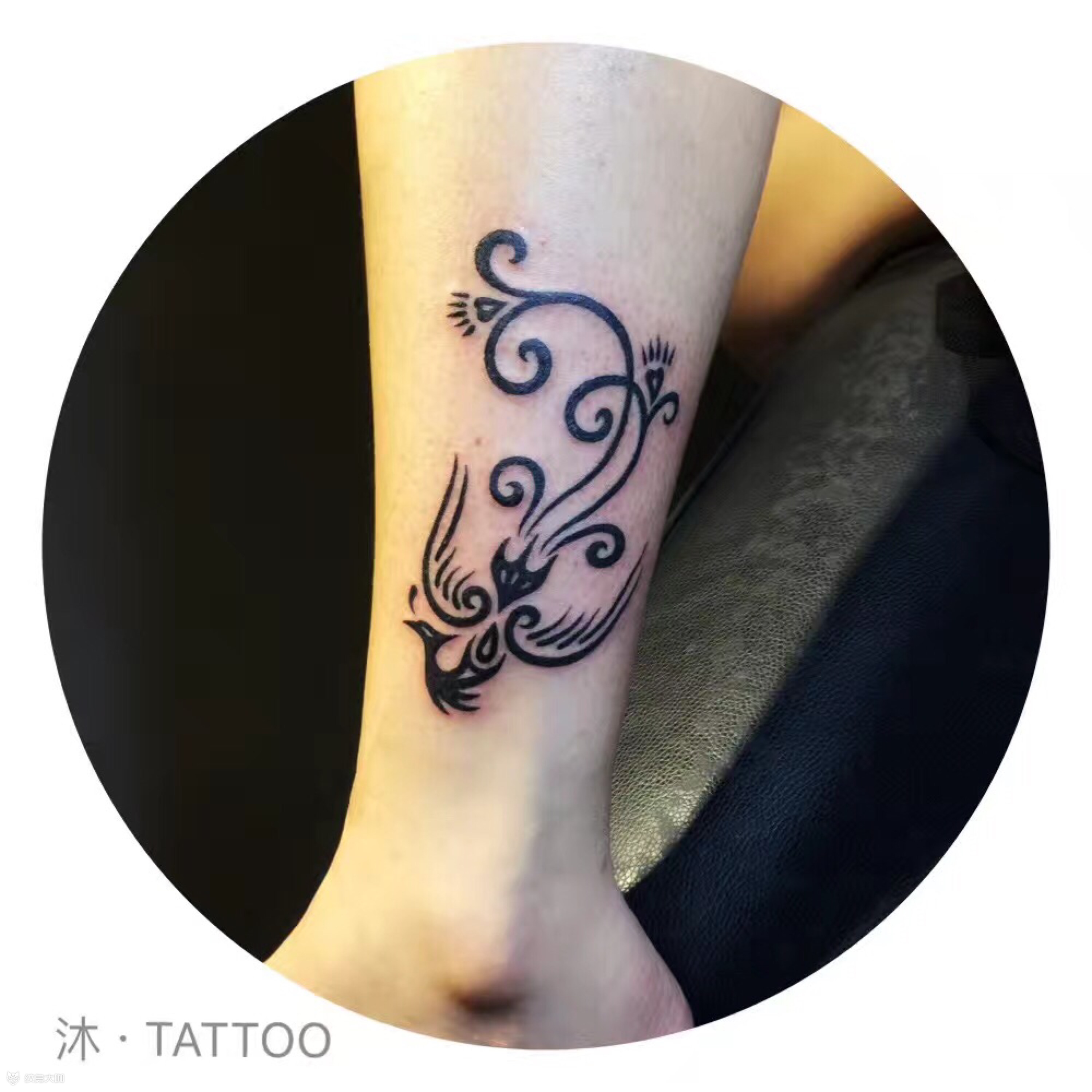 凤凰 图腾 脚踝_纹身图案手稿图片_沐沐的纹身作品集