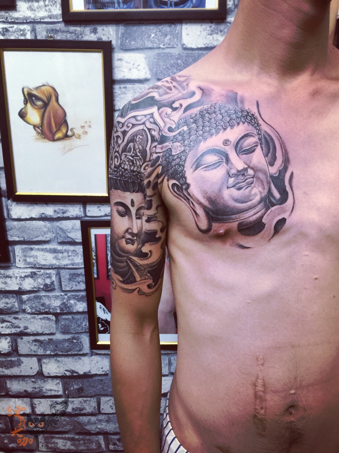 半甲全佛_纹身图案手稿图片_零玖的纹身作品集