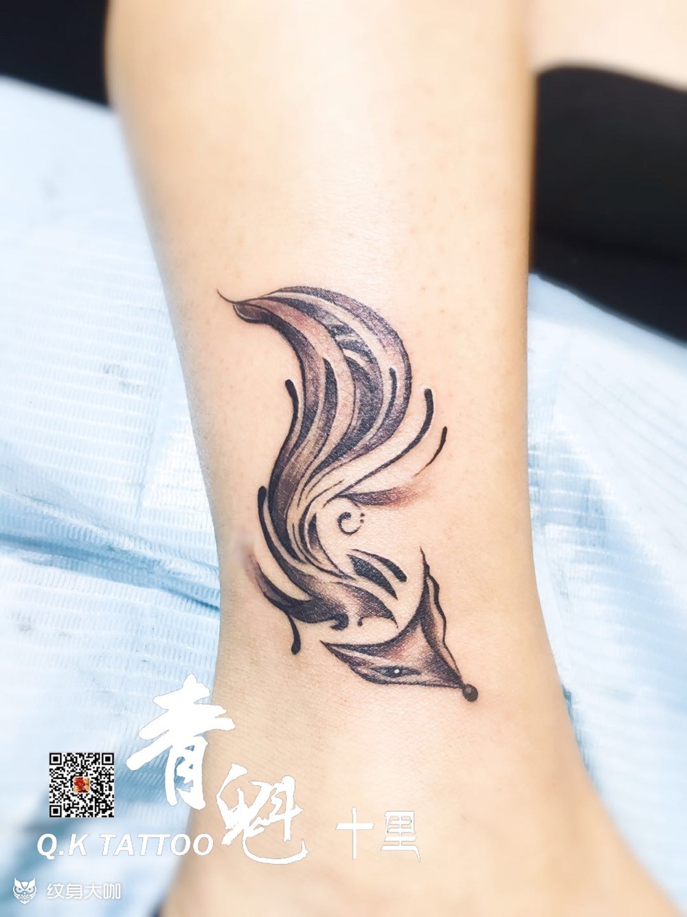 脚踝.狐狸_纹身图案手稿图片_十里的纹身作品集