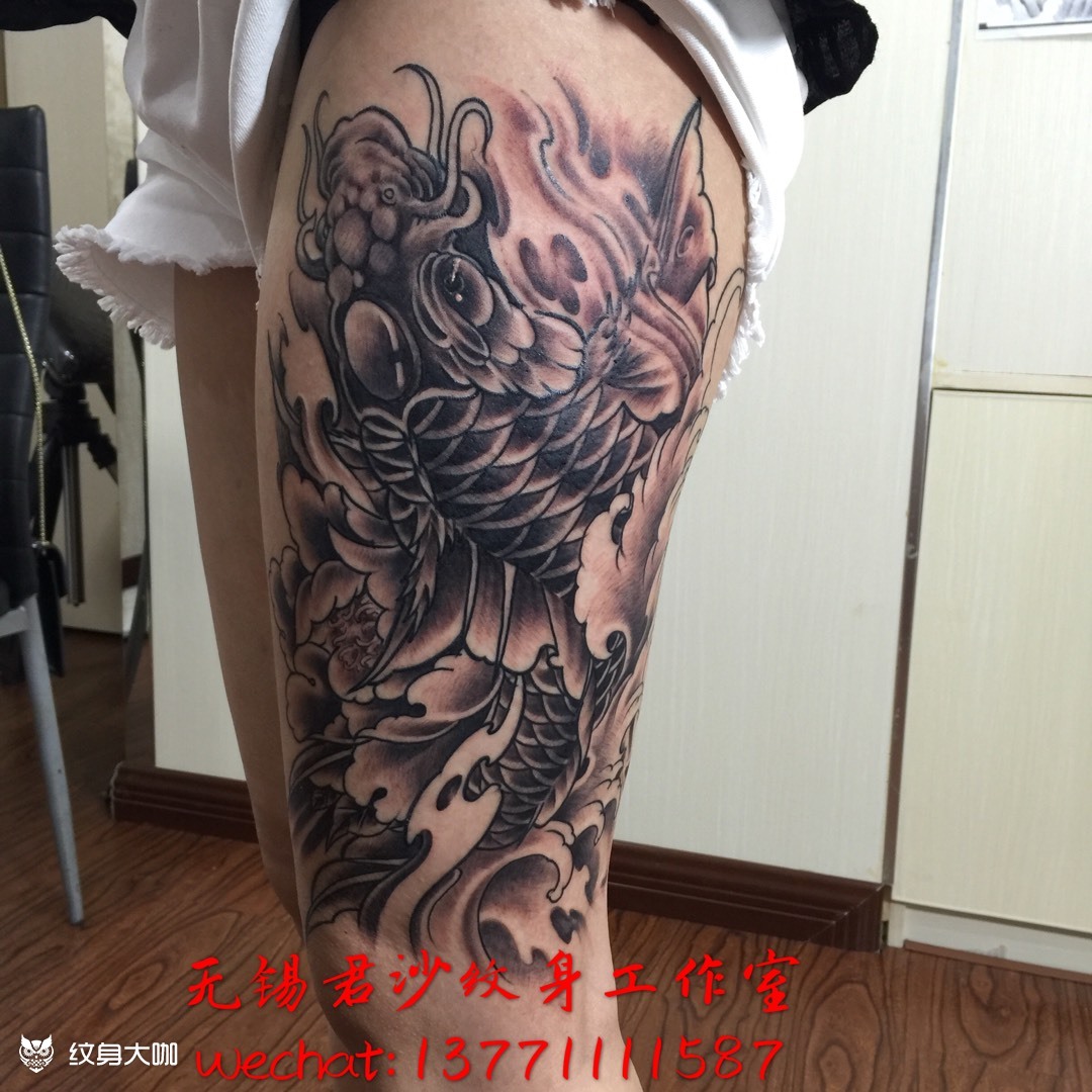 大腿鱼_纹身图案手稿图片_沙杰的纹身作品集