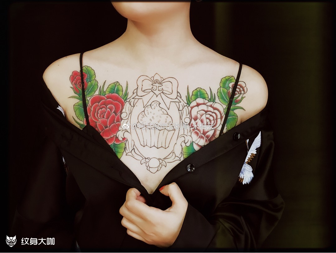 前胸大v_纹身图案手稿图片_米相云的纹身作品集