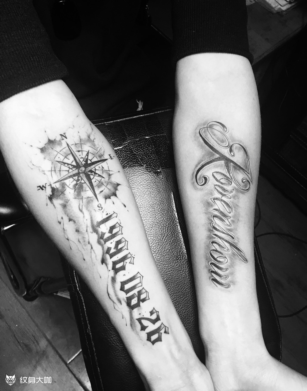 指南针数字花体英文_纹身图案手稿图片_石林的纹身作品集