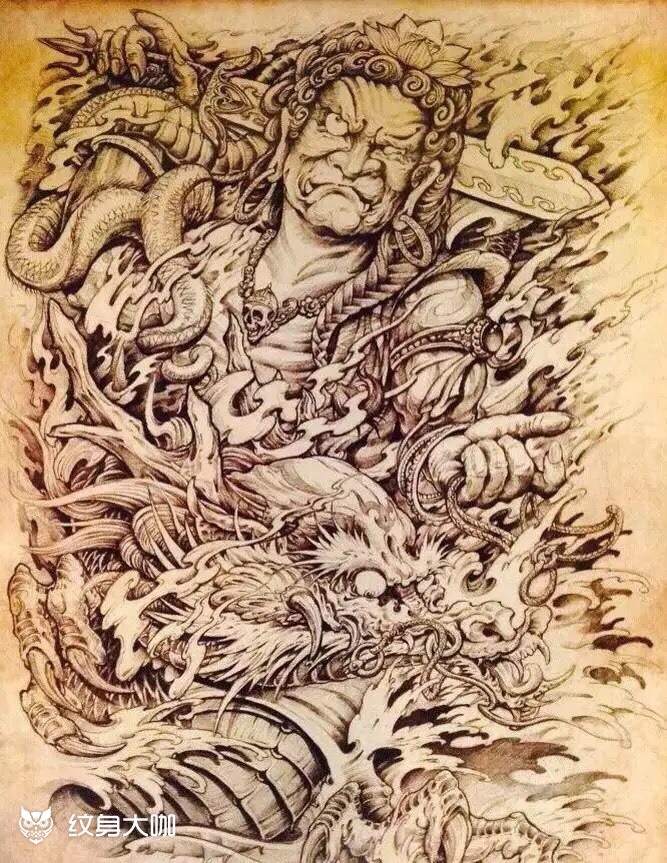 明王_纹身图案手稿图片_韩磊的纹身作品集