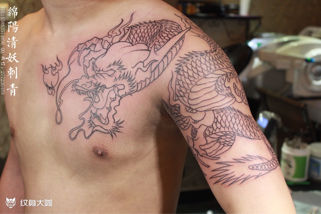 过肩龙_纹身图案手稿图片_李中杨的纹身作品集
