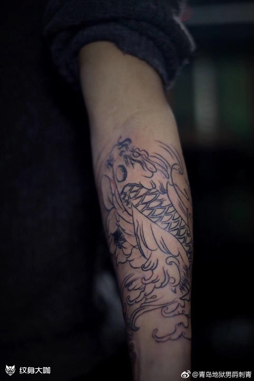 小臂鲤鱼般若_纹身图案手稿图片_hellboy-tattoo的纹身作品集