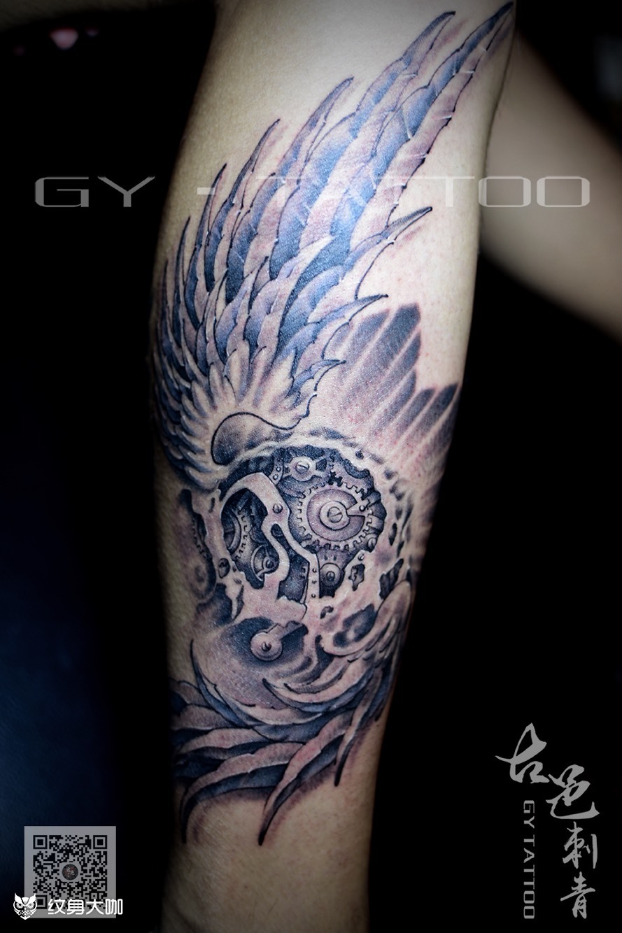 机械心的翅膀_纹身图案手稿图片_刘星的纹身作品集