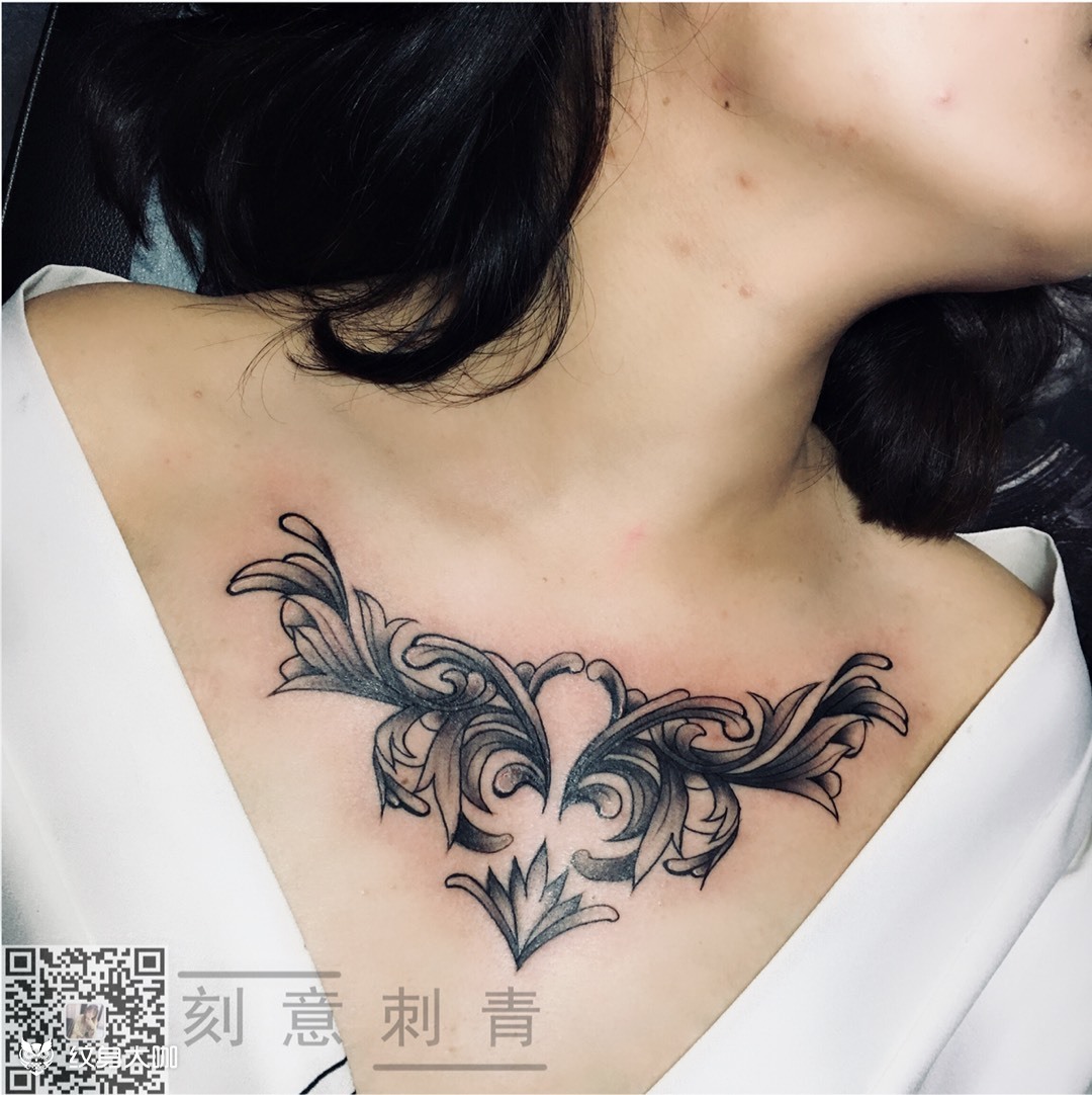 小花胸_纹身图案手稿图片_王喆的纹身作品集