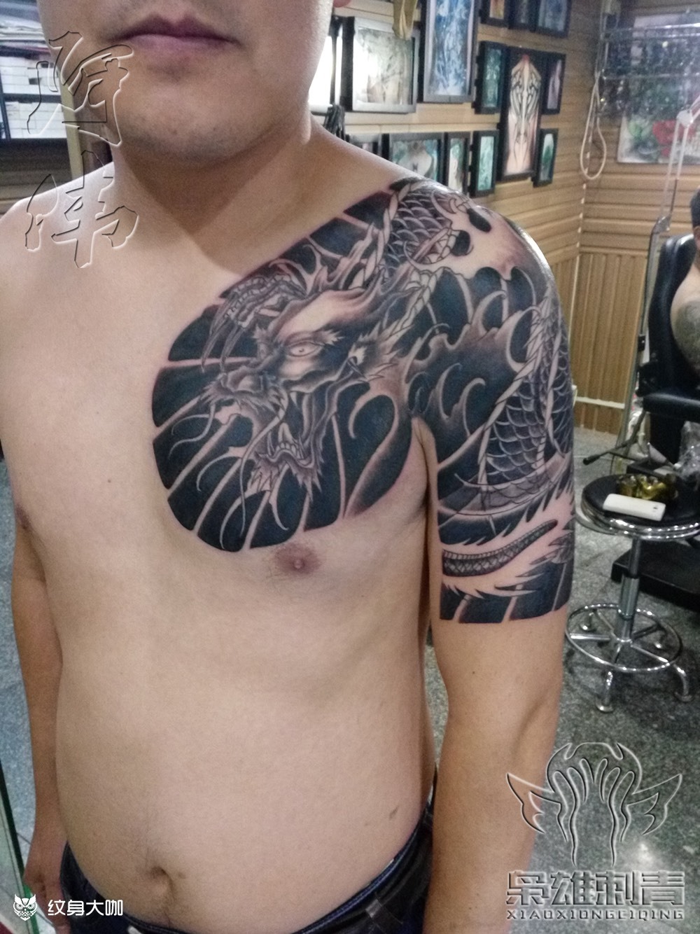 半甲龙_纹身图案手稿图片_刘伟的纹身作品集