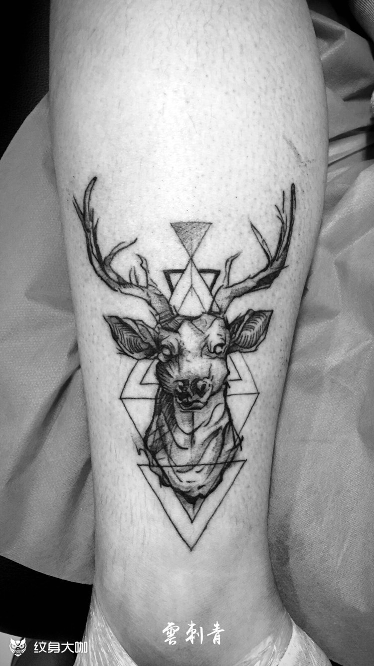几何鹿_纹身图案手稿图片_李云的纹身作品集