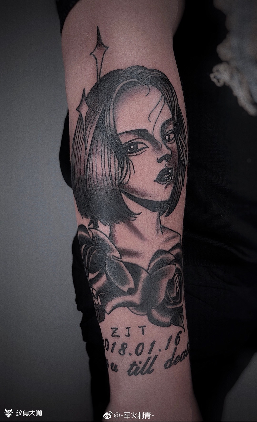 女友肖像!_纹身图案手稿图片_胡军的纹身作品集