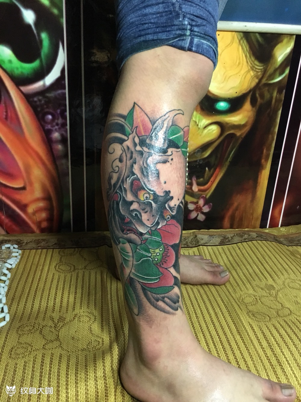 小腿般若_纹身图案手稿图片_a 阿杰的纹身作品集