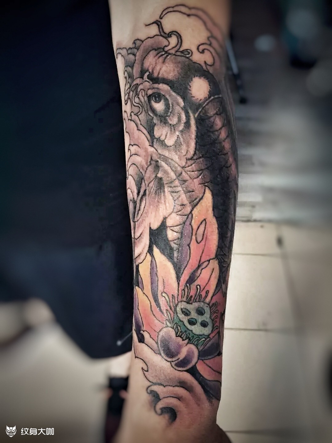 小臂鱼遮盖!_纹身图案手稿图片_平凉黑龙的纹身作品集