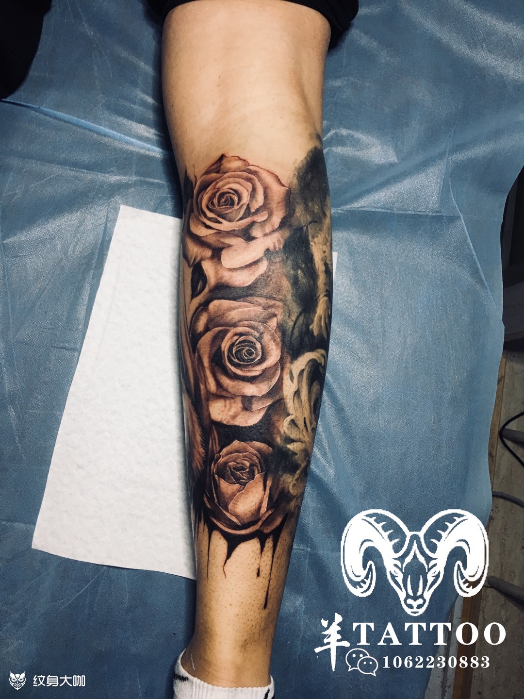 欧美写实包小腿_纹身图案手稿图片_羊的纹身作品集