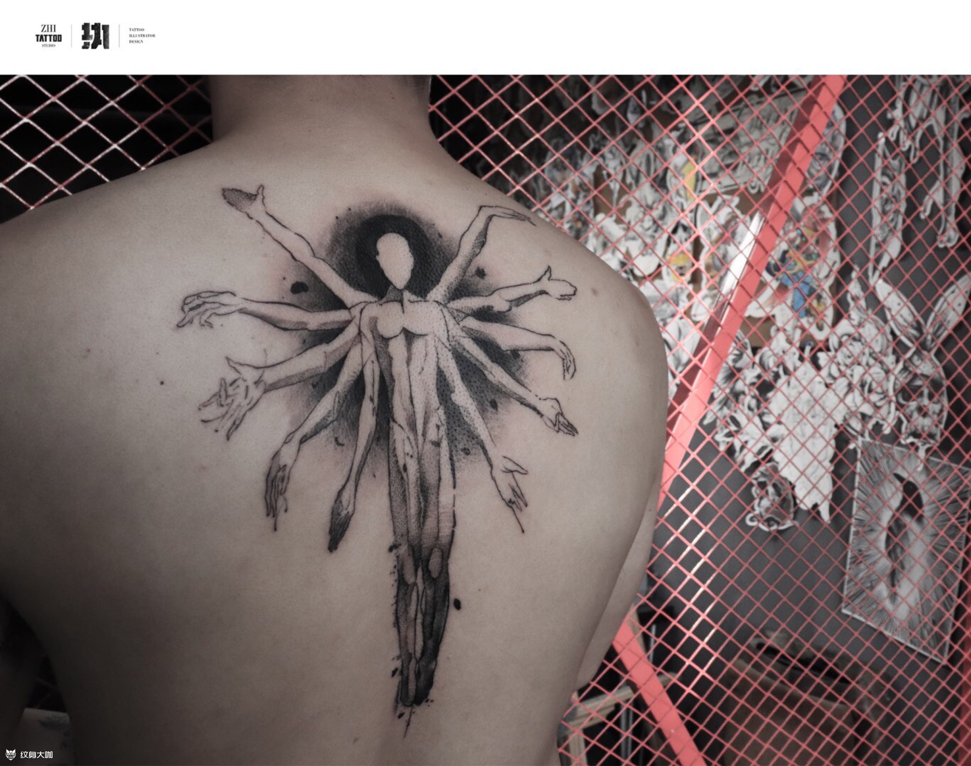 瑜伽_纹身图案手稿图片_巴条的纹身作品集