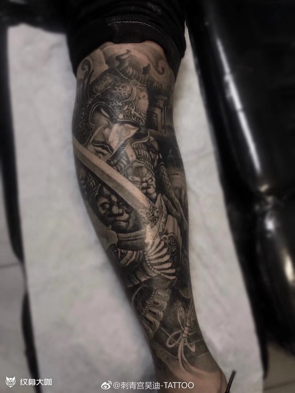 小腿将军_纹身图案手稿图片_吴迪的纹身作品集