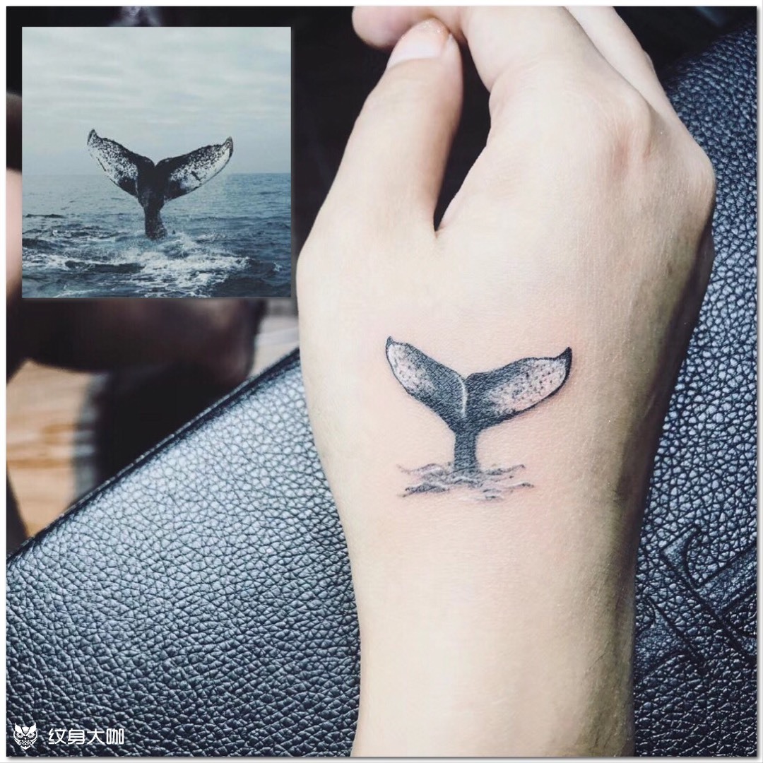 鲸鱼的尾巴_纹身图案手稿图片_林润嘉的纹身作品集