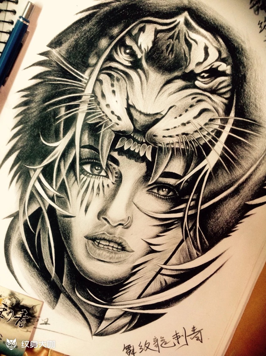 印第安美女_纹身图案手稿图片_ 大余的纹身作品集