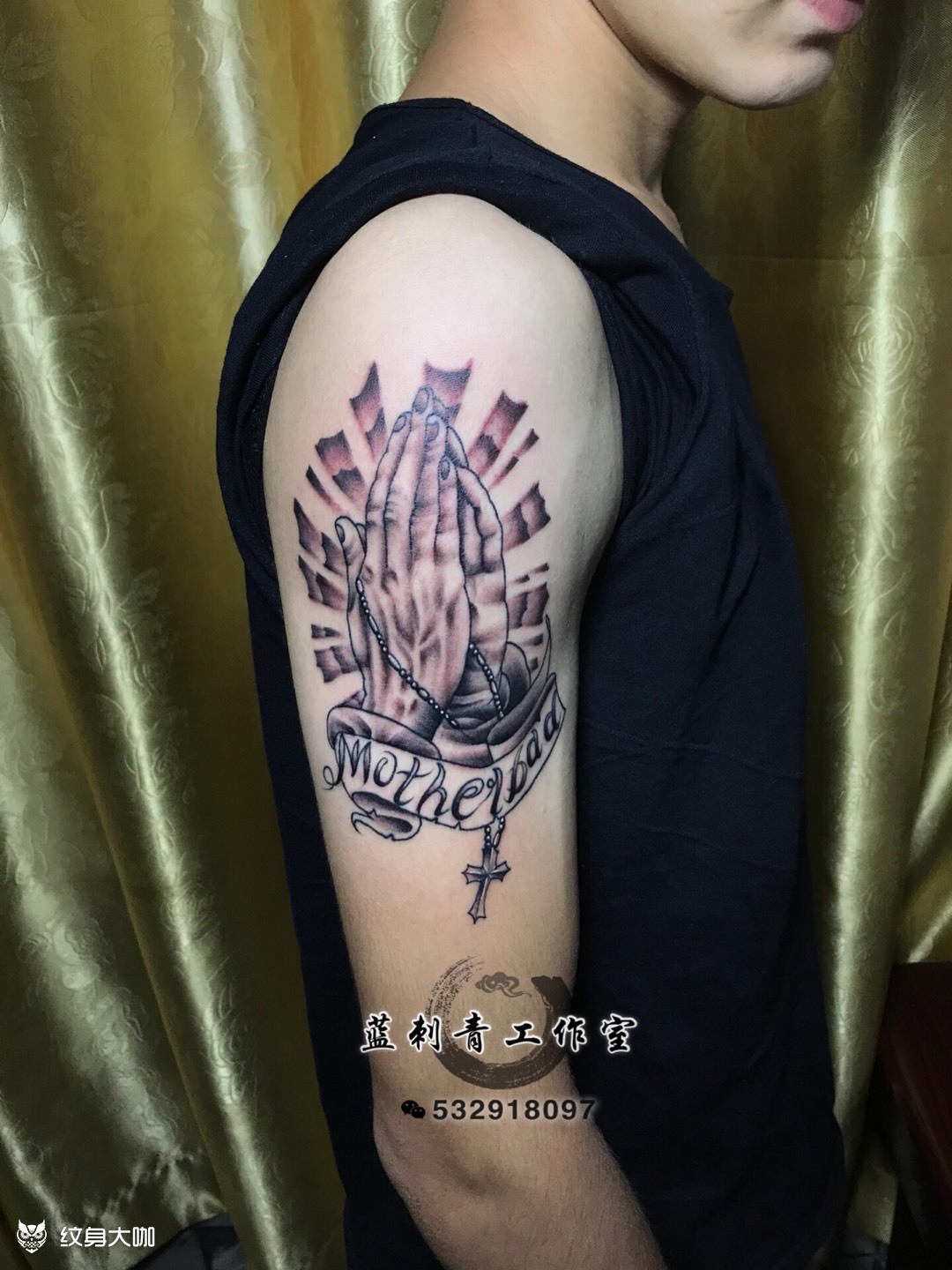 祈祷手_纹身图案手稿图片_惠州蓝刺 主理人纹辉的纹身作品集