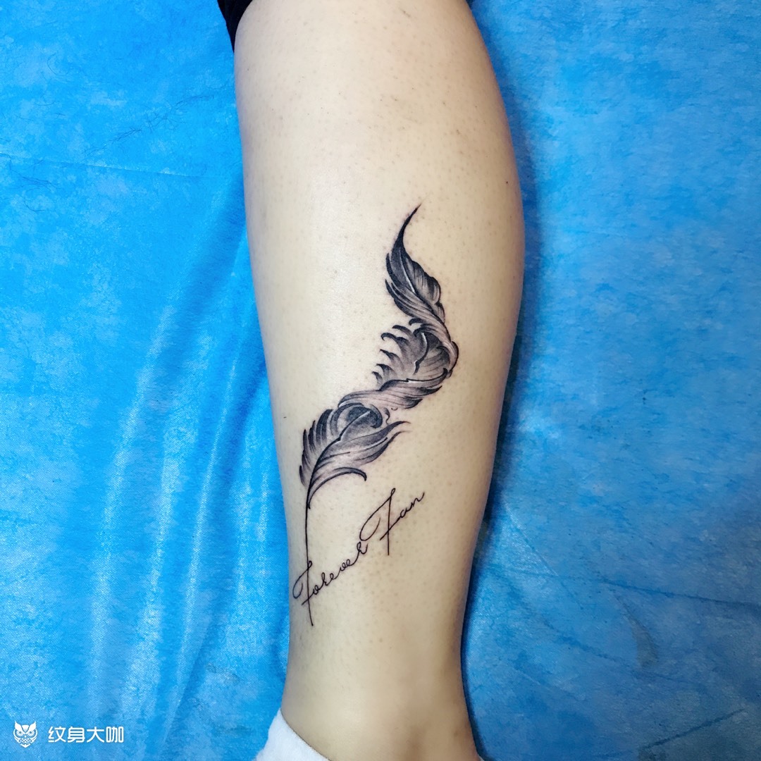 情侣羽毛_纹身图案手稿图片_胡刚的纹身作品集