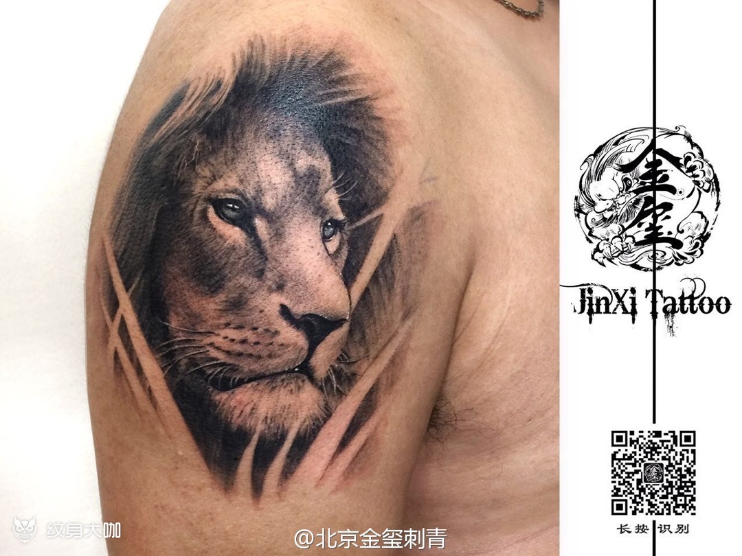 大臂写实狮子_纹身图案手稿图片_于光宇的纹身作品集
