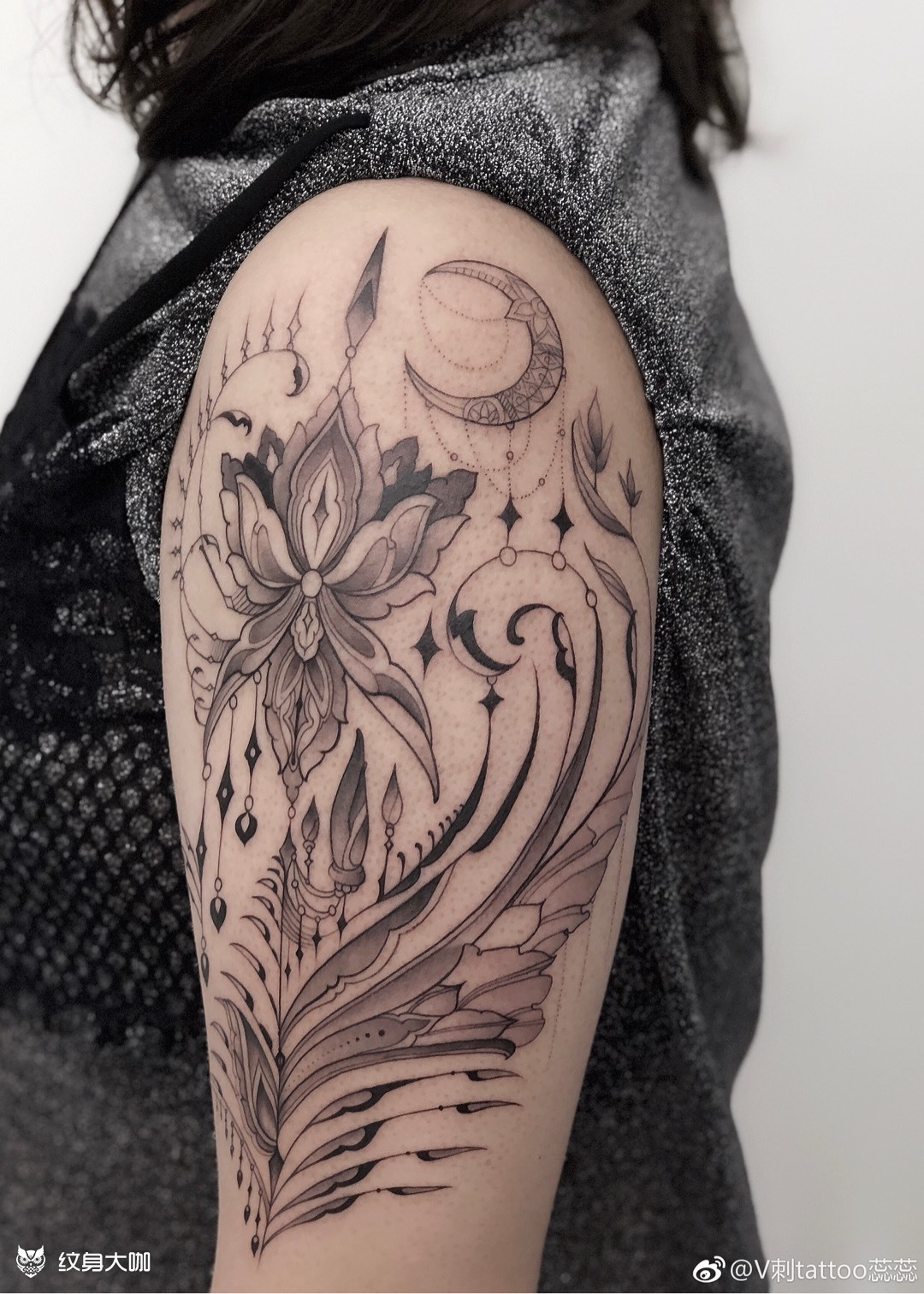 线性花臂第一步_纹身图案手稿图片_miss.r蕊的纹身作品集