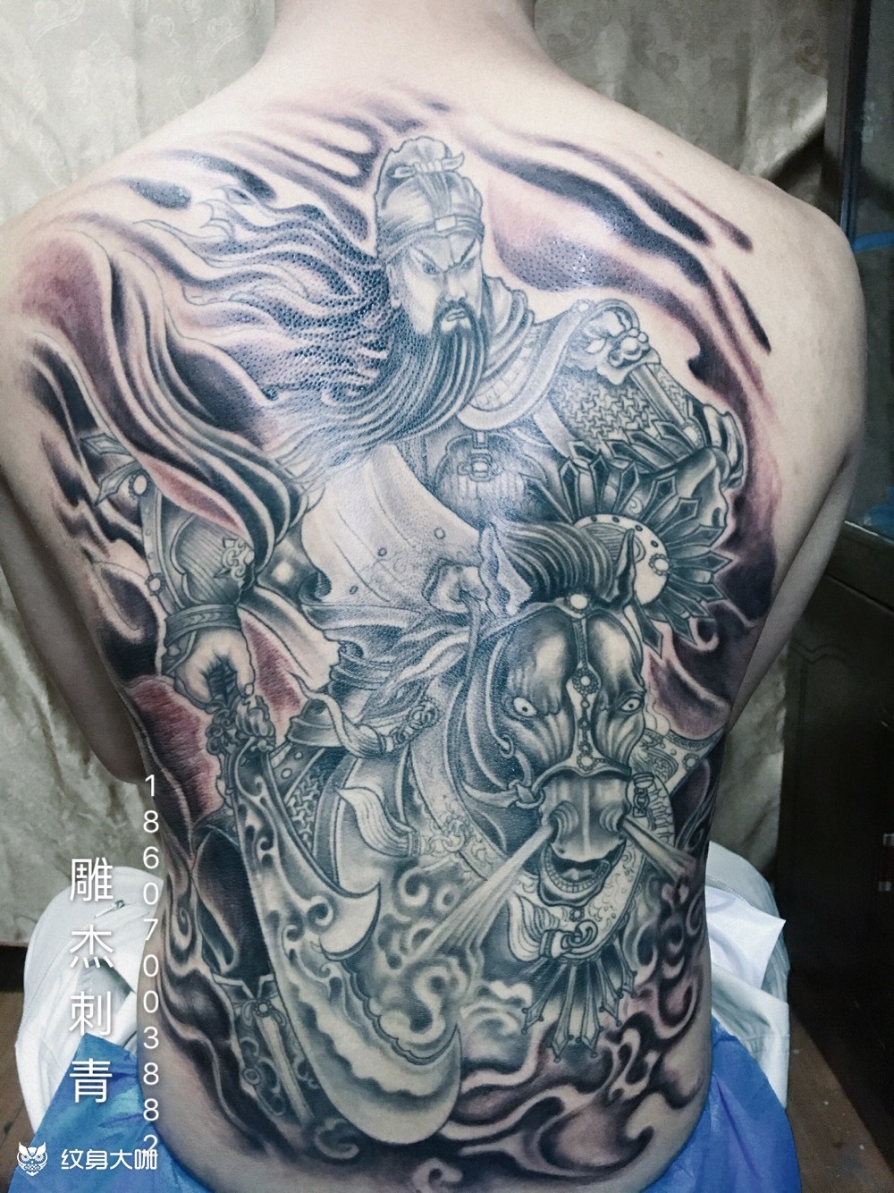 满背武财神_纹身图案手稿图片_南昌雕杰的纹身作品集