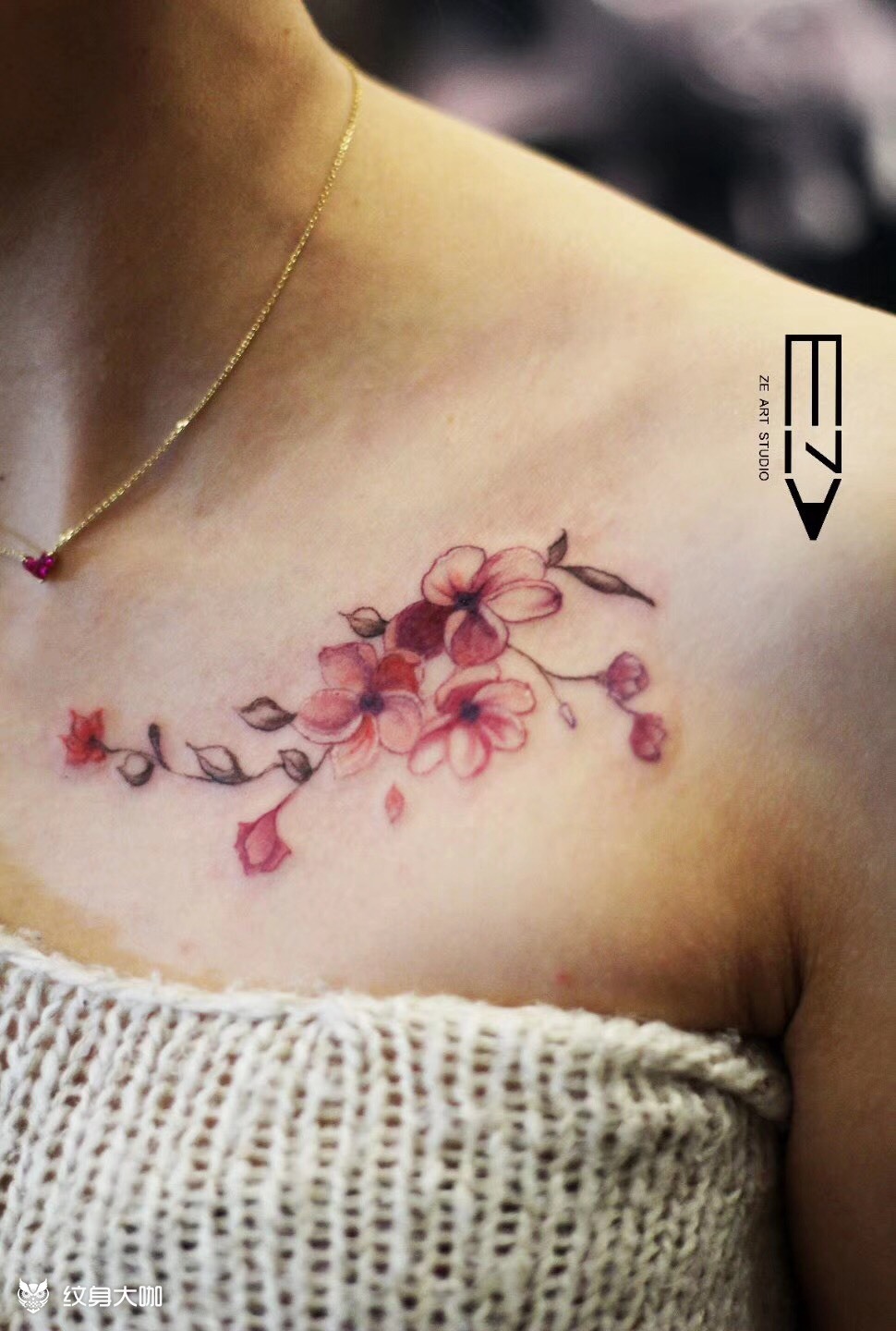 锁骨小图_纹身图案手稿图片_张泽的纹身作品集