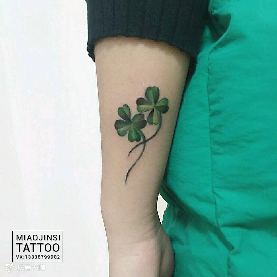 两个四叶草_纹身图案手稿图片_老猫的纹身作品集