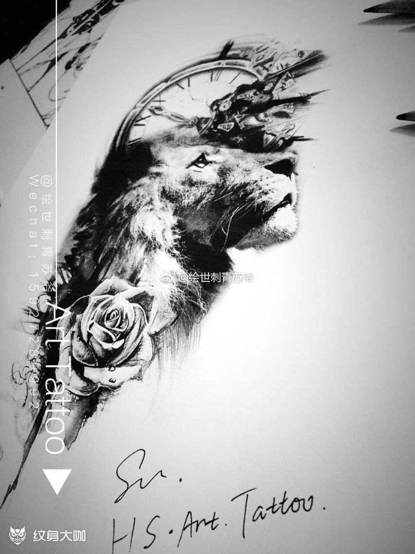 狮子座·记忆碎片_纹身图案手稿图片_苏曼的纹身作品集