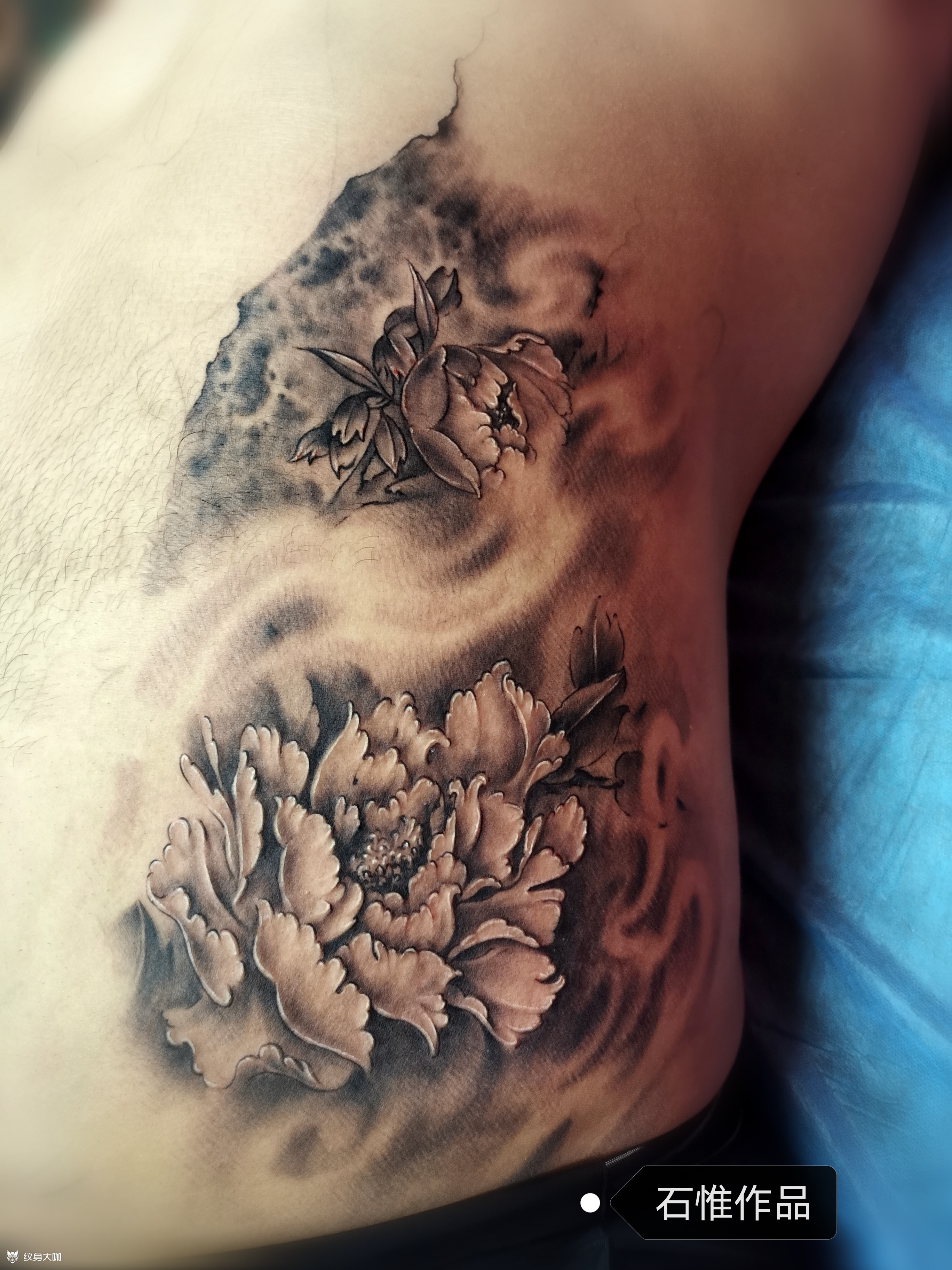 牡丹_纹身图案手稿图片_石惟的纹身作品集