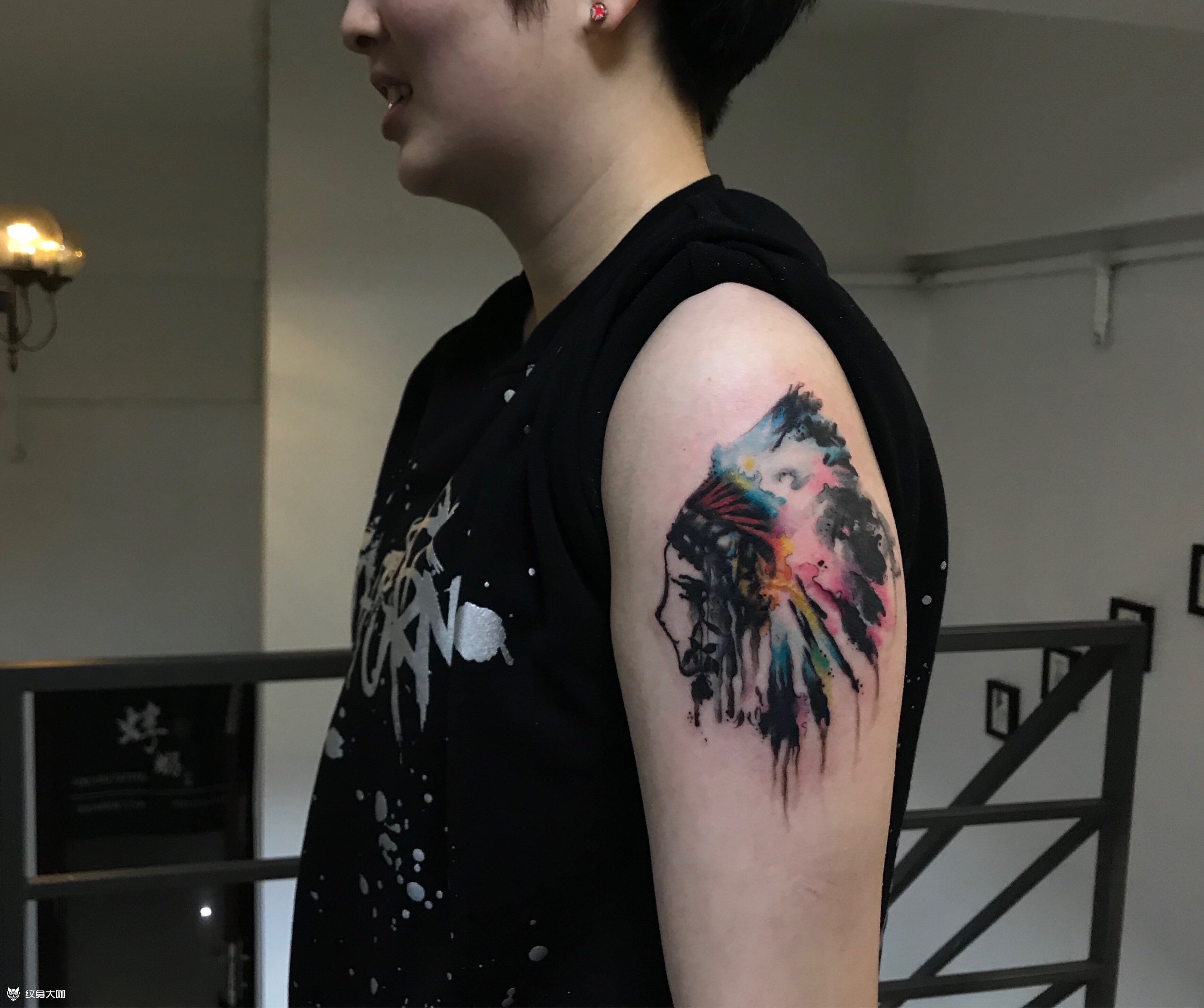 水彩酋长_纹身图案手稿图片_焦艳丽的纹身作品集