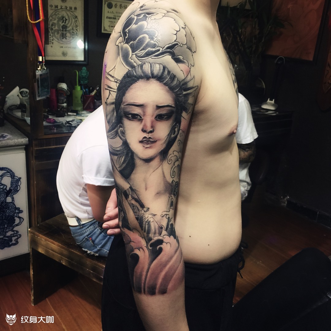 中国风花臂_纹身图案手稿图片_徐州舜的纹身作品集