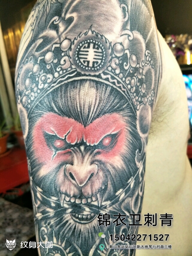 半甲,斗战胜佛,唐狮_纹身图案手稿图片_鸿瑞的纹身作品集