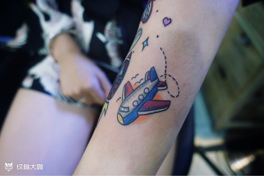 school飞机_纹身图案手稿图片_桑田的纹身作品集