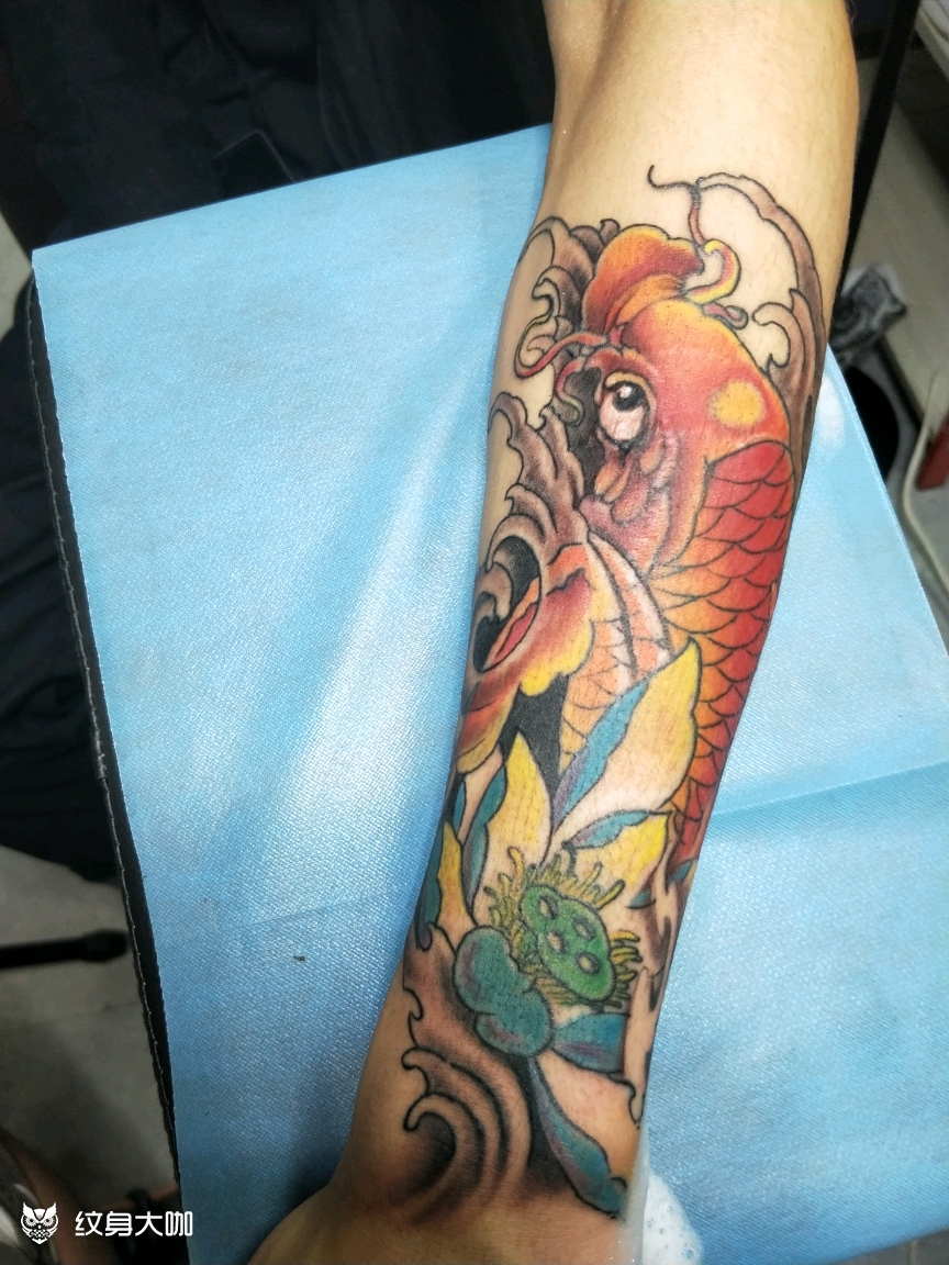 红色鲤鱼_纹身图案手稿图片_阿龙的纹身作品集
