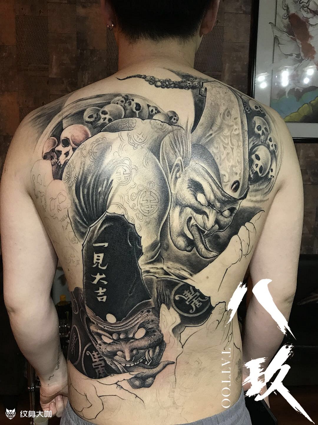 黑无常_纹身图案手稿图片_胶东巳雕的纹身作品集