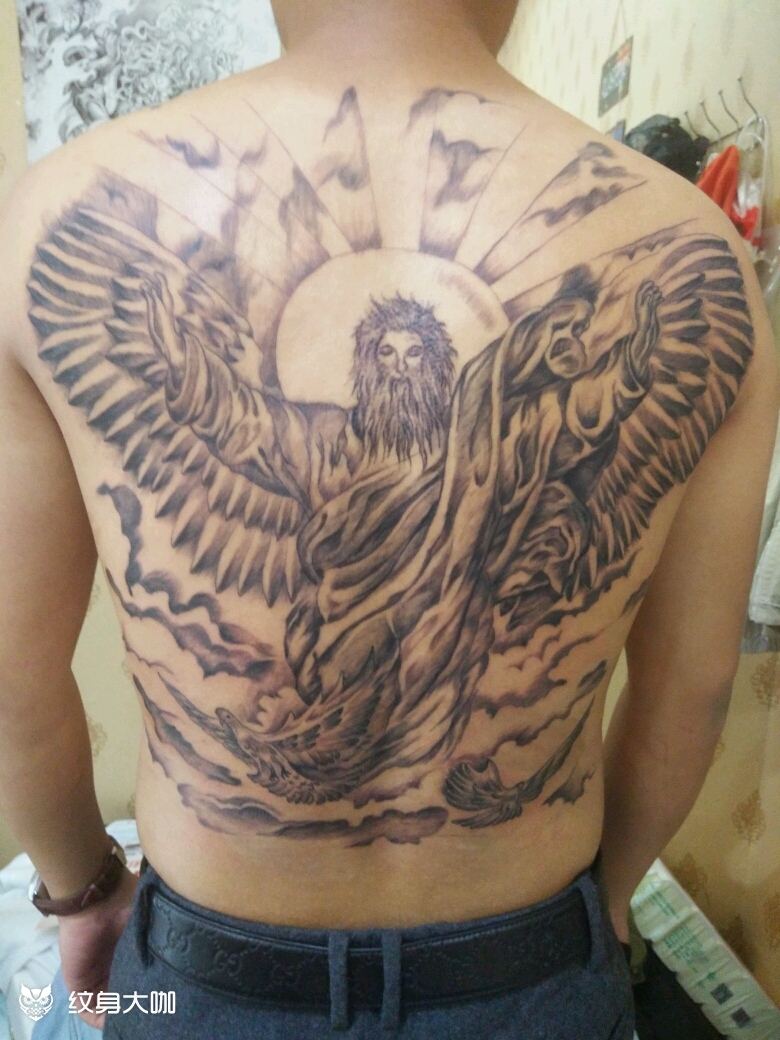 满背耶稣_纹身图案手稿图片_silence的纹身作品集