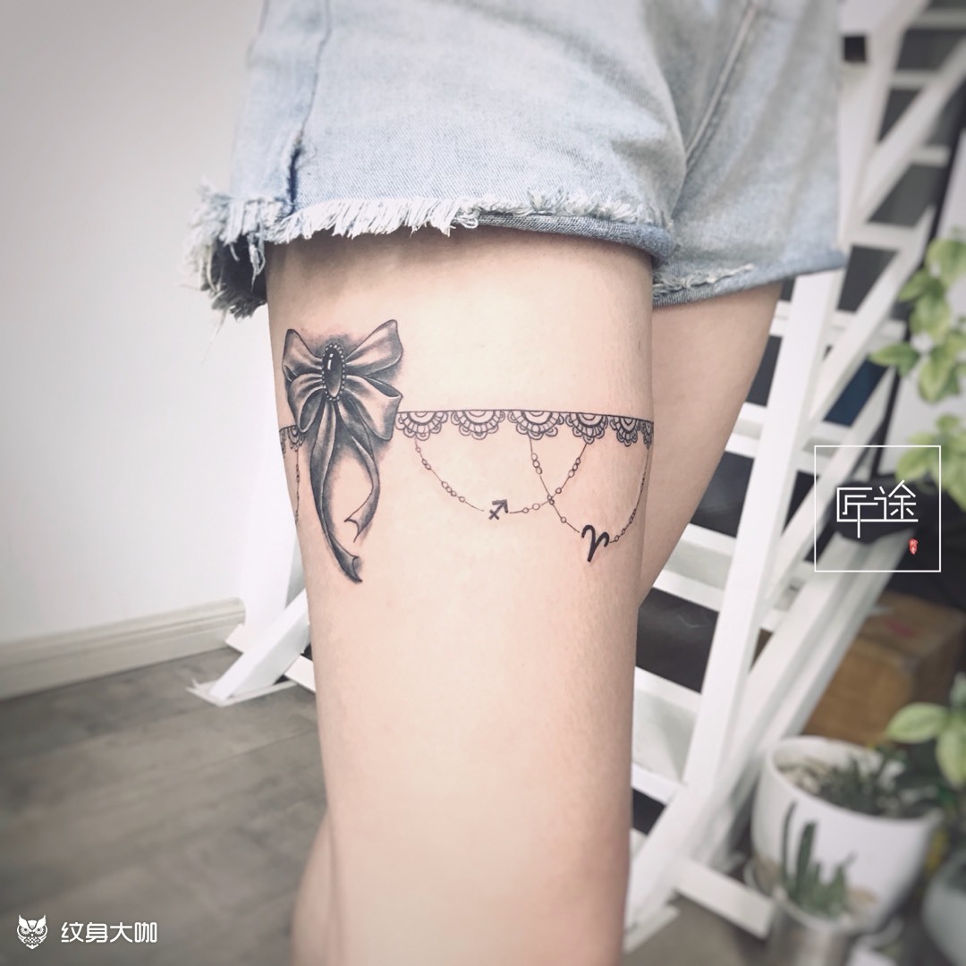 蕾丝蝴蝶结_纹身图案手稿图片_崔振峰的纹身作品集