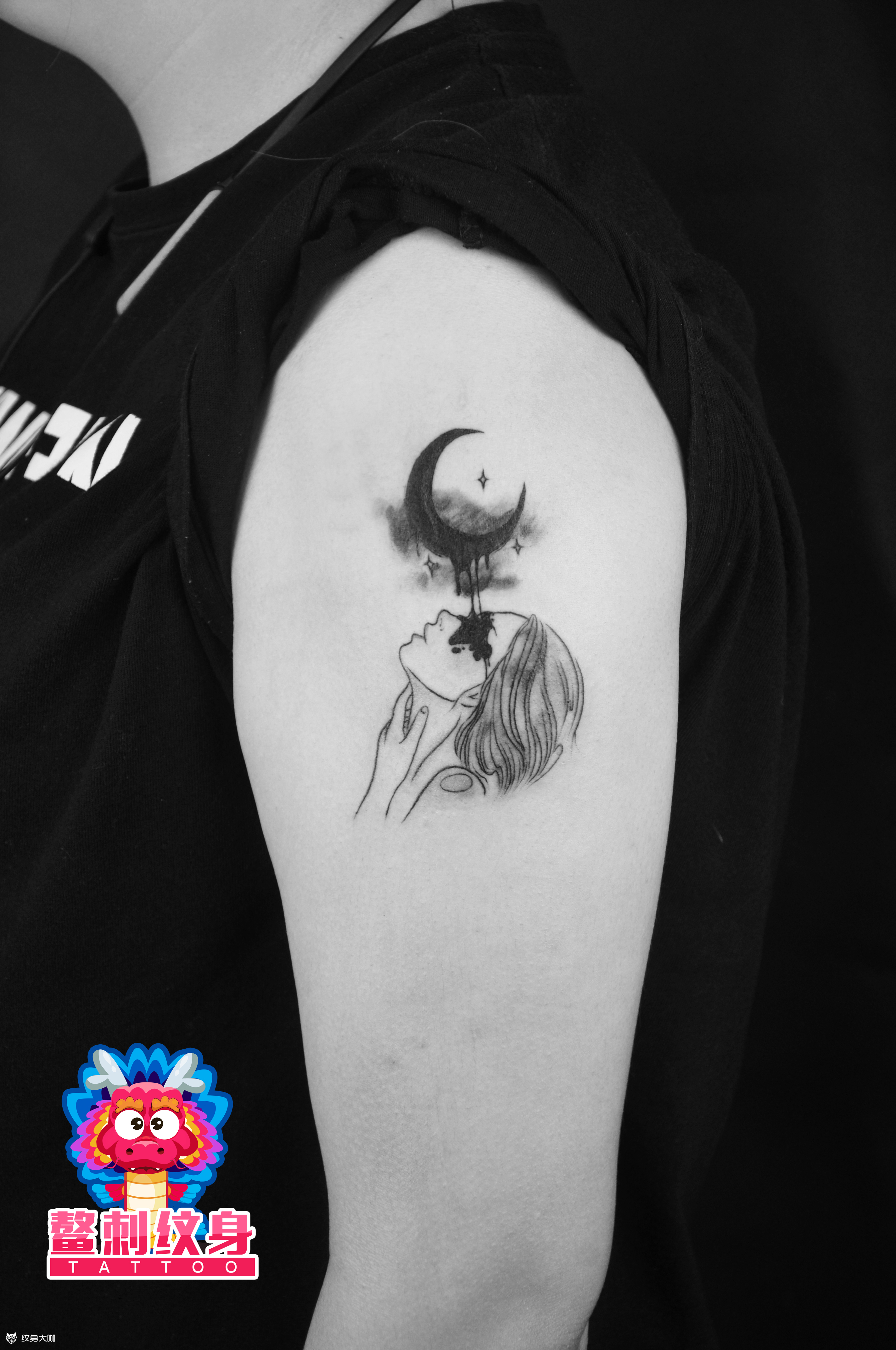 月亮拉稀_纹身图案手稿图片_马小天的纹身作品集