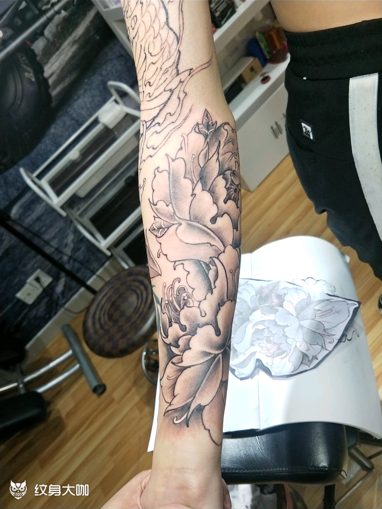 花臂拼劲遮盖_纹身图案手稿图片_阿楠的纹身作品集