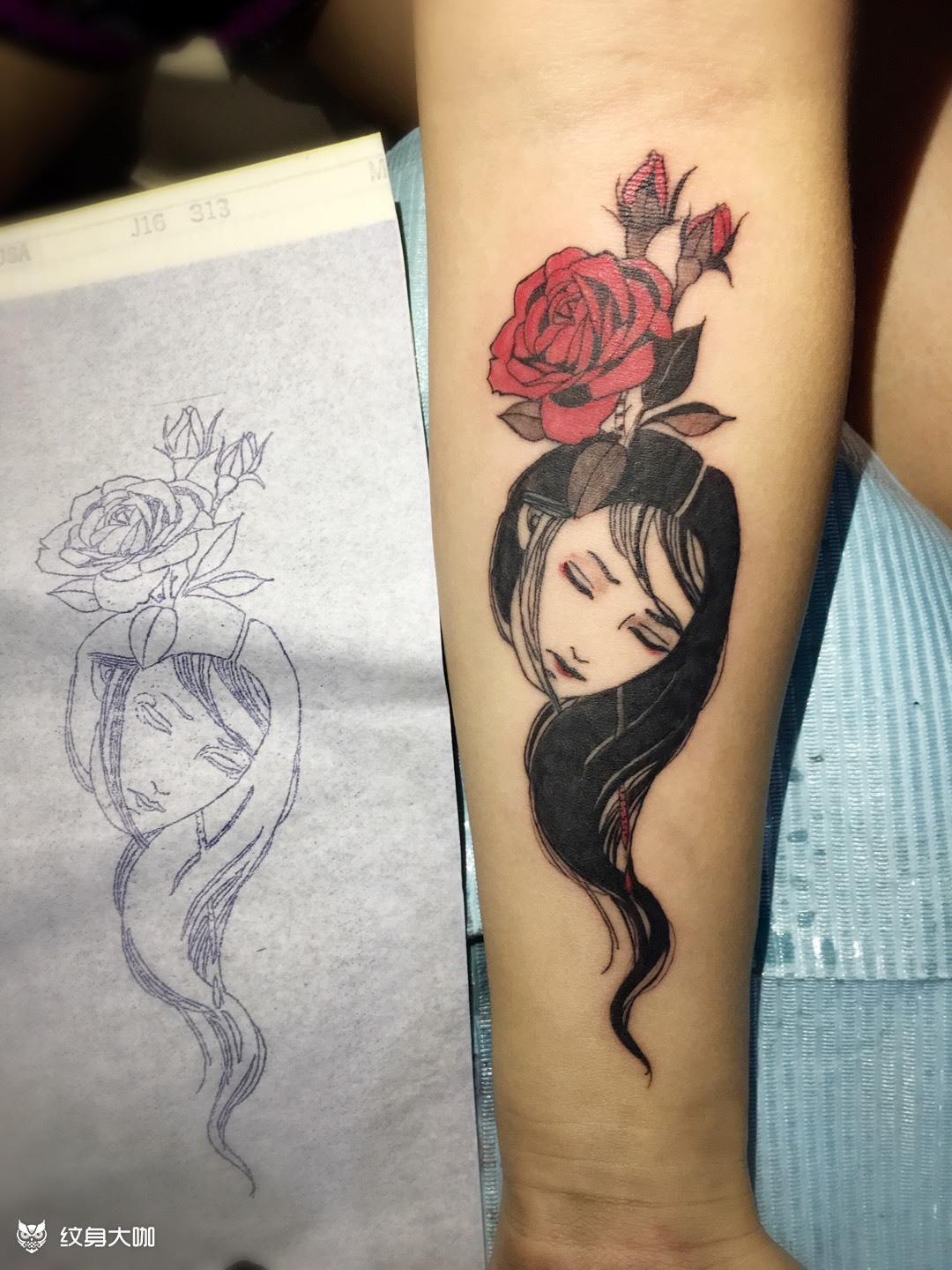女人脸_纹身图案手稿图片_lk的纹身作品集