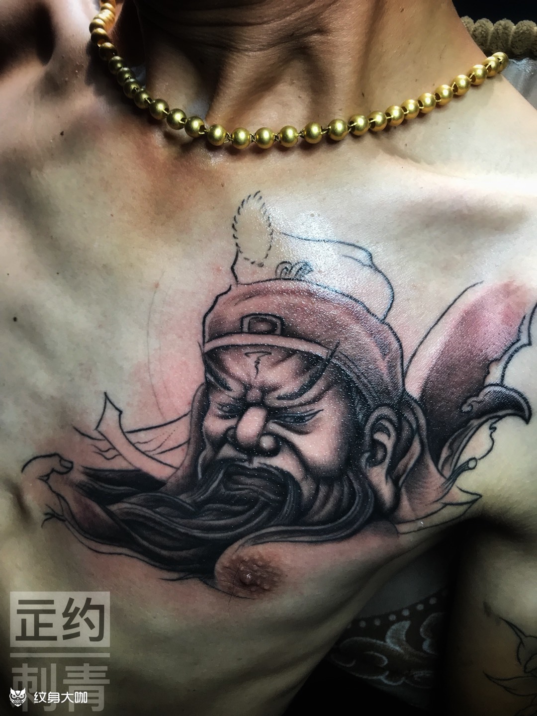 前胸关公_纹身图案手稿图片_爱tattoo的金龙96的纹身作品集