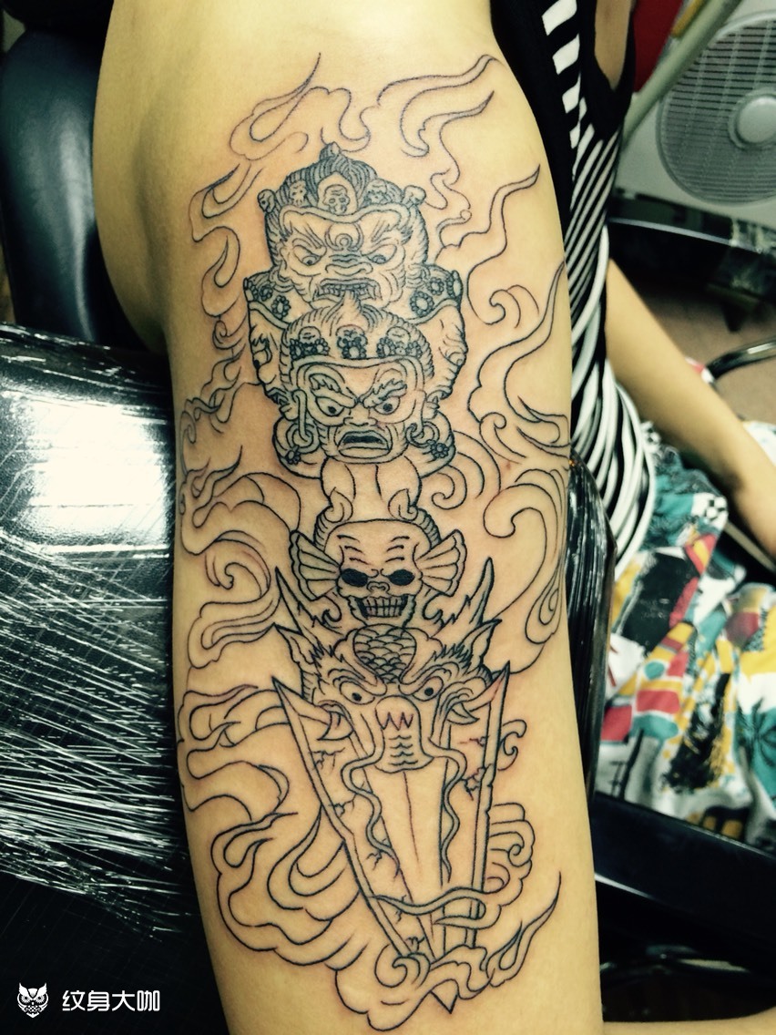 四面降魔杵_纹身图案手稿图片_赵剑的纹身作品集